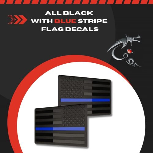 DragonWorks Performance Black with Blue Stripe Flag Decals