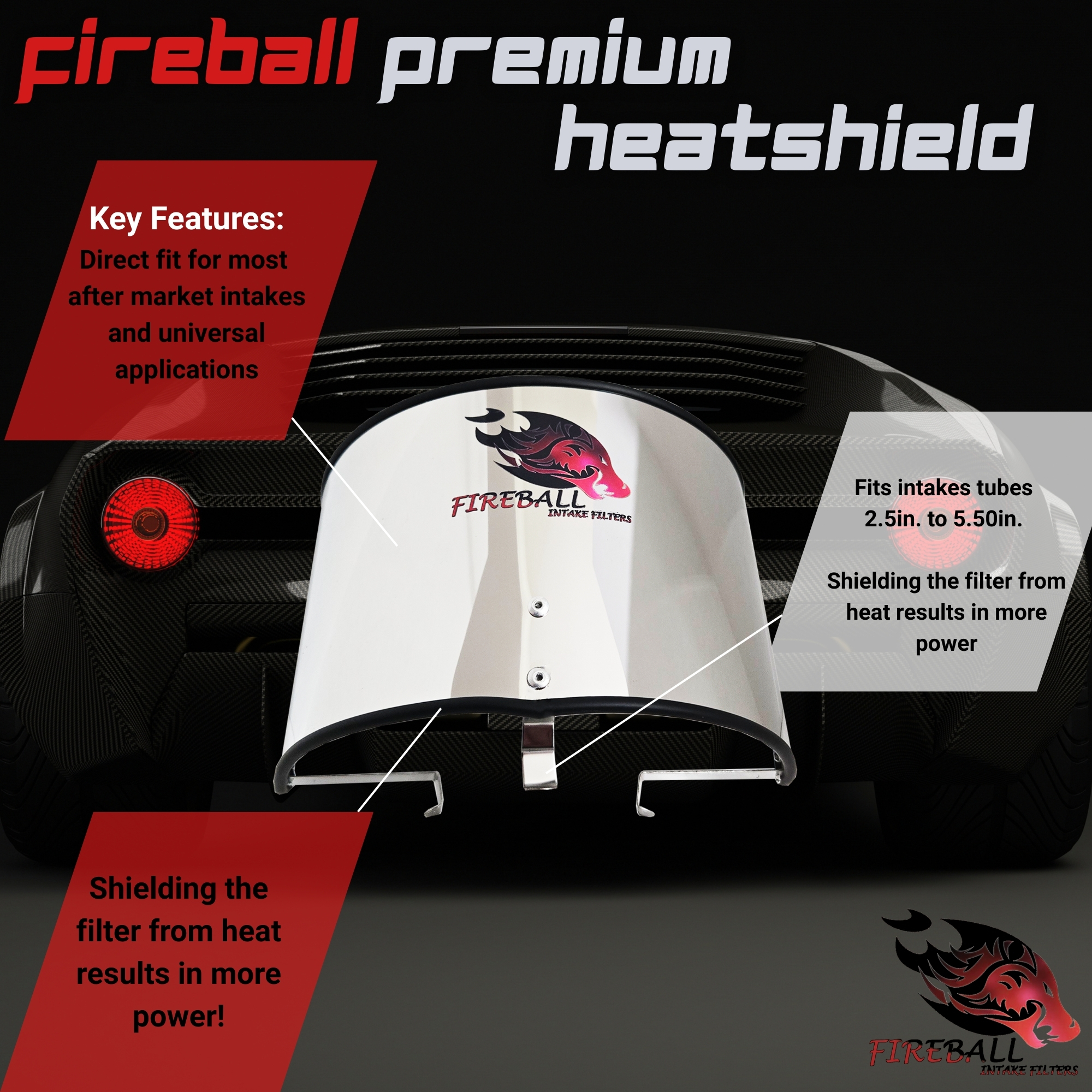 FireBall Performance Cold Air Intake Heat Shield – Universal Fit - Image 9