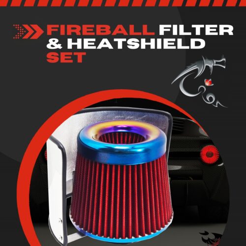 FireBall Performance Reusable Cold Air Intake Filter & Heat Shield Kit – Universal Fit